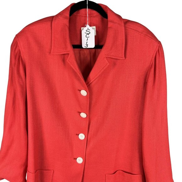 Susan Bristol NWT Womens 16W Red Button Down Blazer Jacket Pockets Career Office - Picture 16 of 16